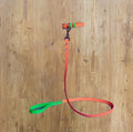 WARE OF THE DOG - NEON ORANGE - GREEN EMBOSSED LEATHER LEAD image 0