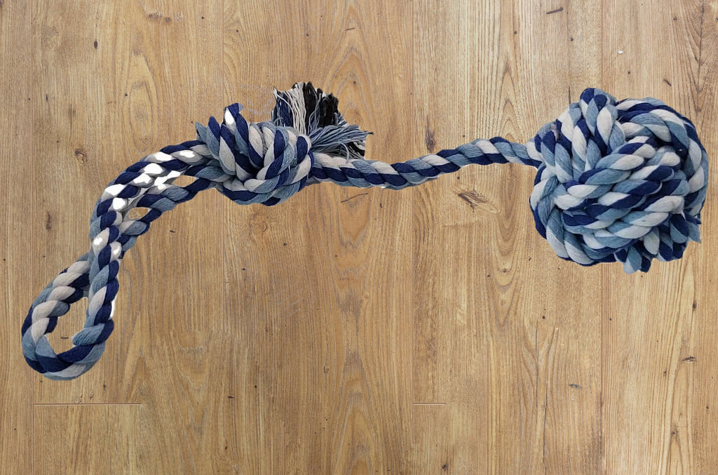 HAND PULL COTTON ROPE TOY - Blue/grey image 2