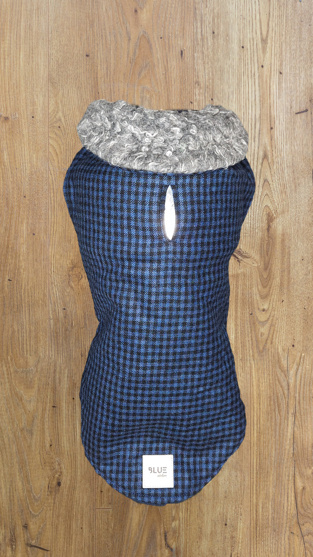 BLUE ATELIER BLACK/BLUE CHECKED COAT image 0
