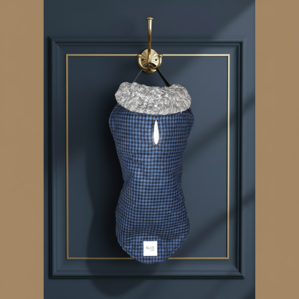 Black/Blue Checked Coat Hanging