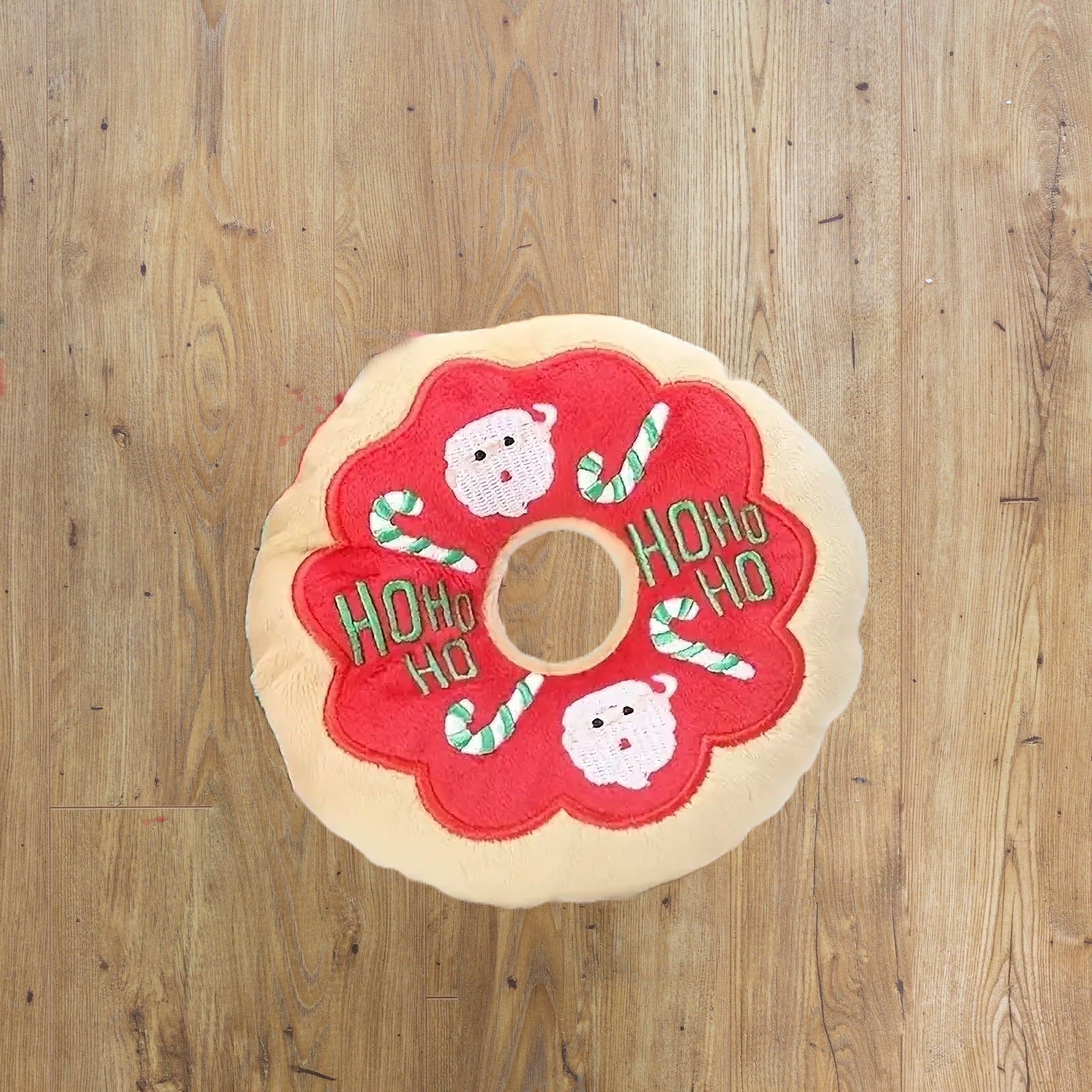 SANTA CLAUS SQUEAKY DOG  DONUT TOY image 0