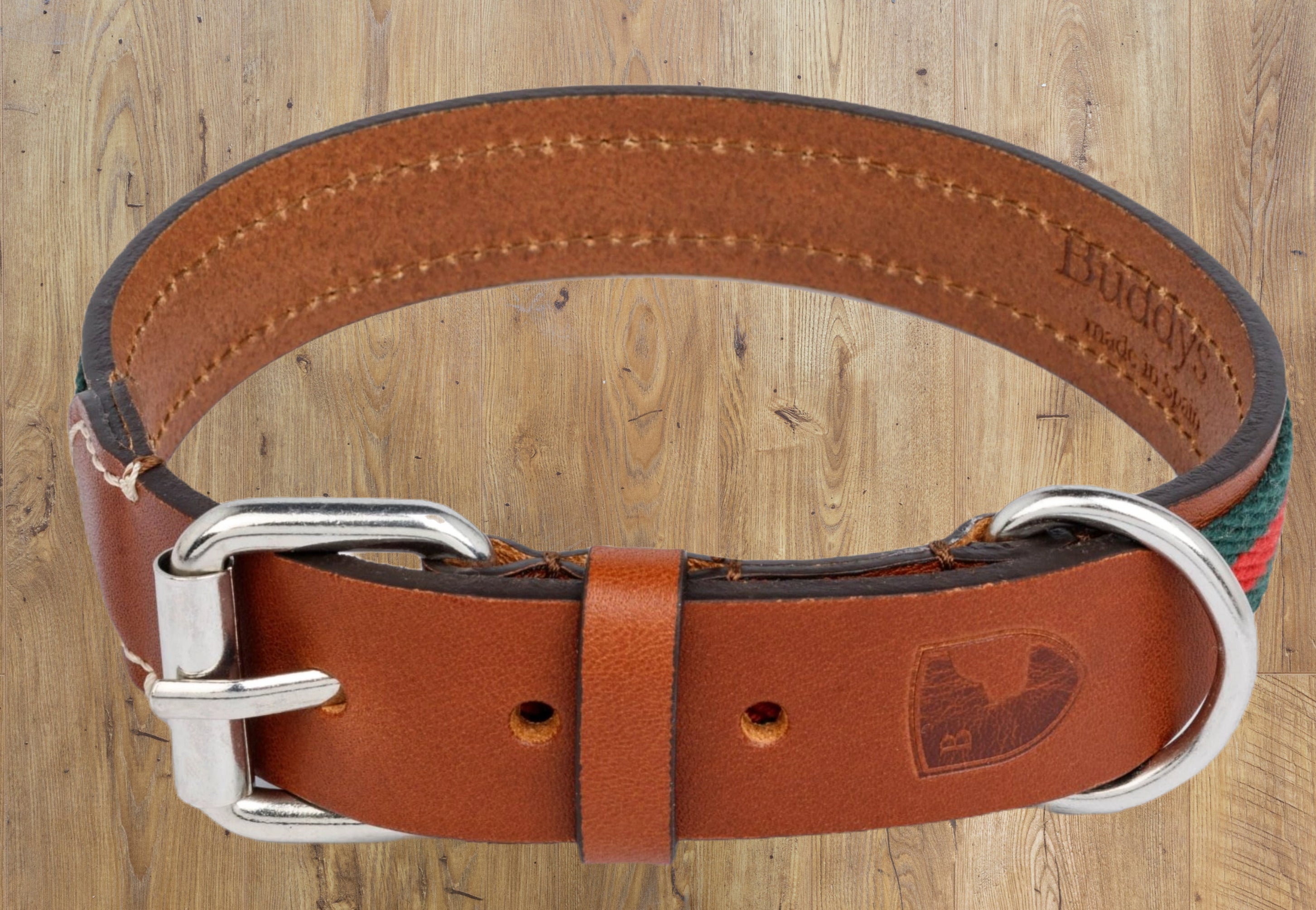 BUDDYS BASEBALL COLLAR - GREEN LEATHER image 1