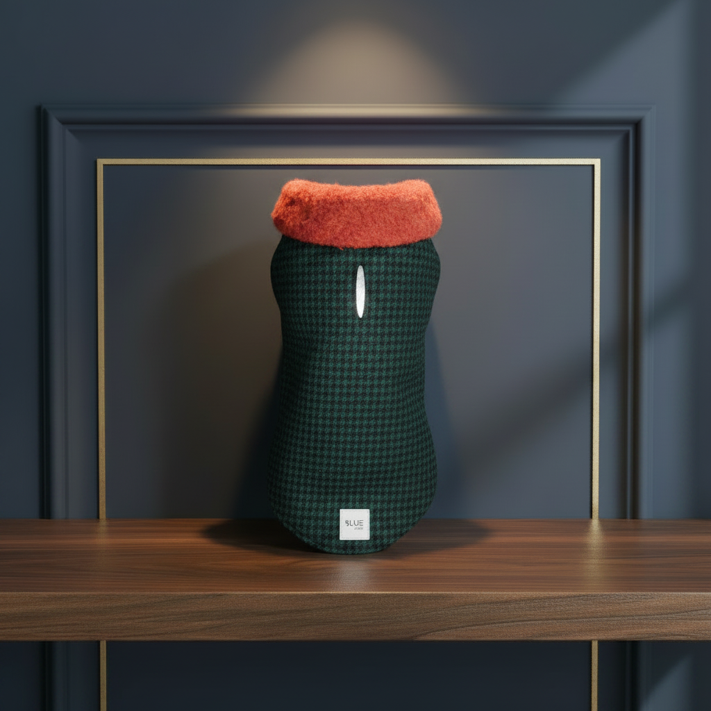 Green Blue Check Coat Shelf