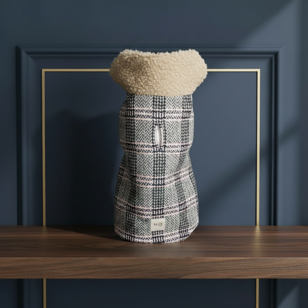 Grey Pink Check Coat Shelf