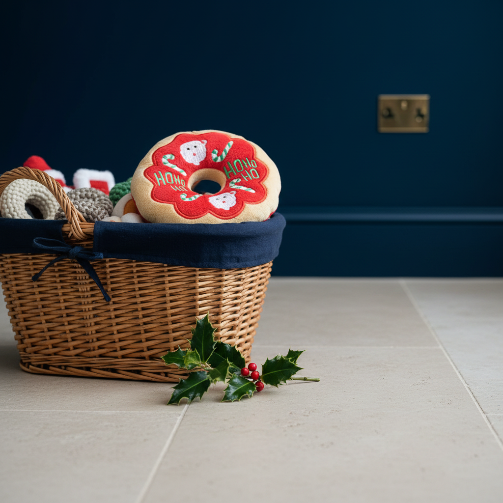 Santa donut toy in toy box