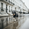 Schnauzer in leopard raincoat — Belgravia street, 1:1