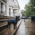 Scottie in Plain Navy Coat
