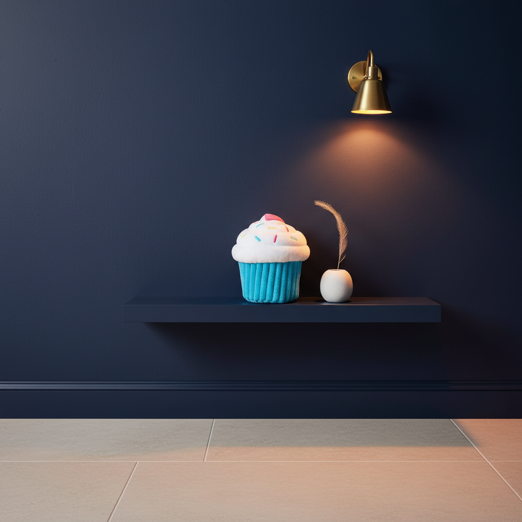 Shelf - navy wall and brass