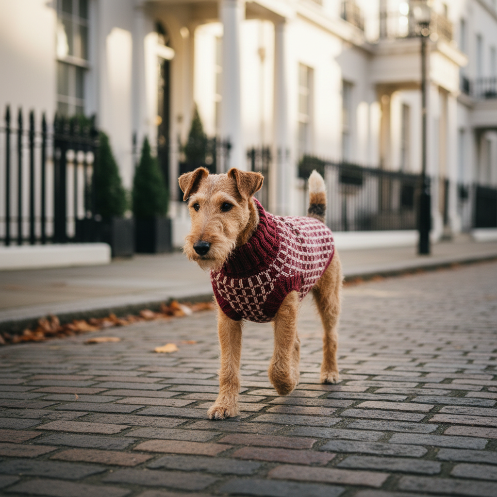 Square/Red Alpaca Dog Jumper street scene